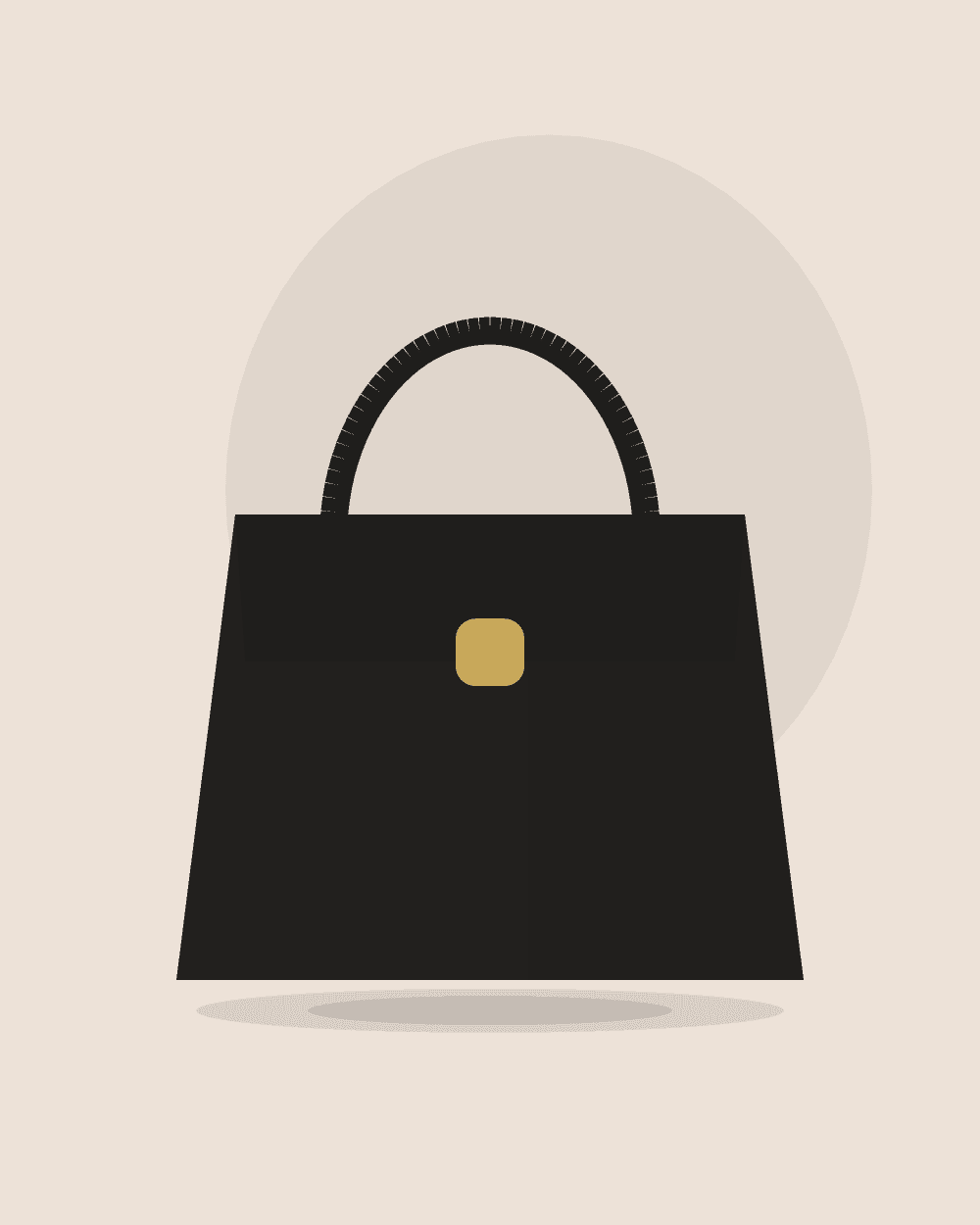 Bolso de cuero mediano — Negro