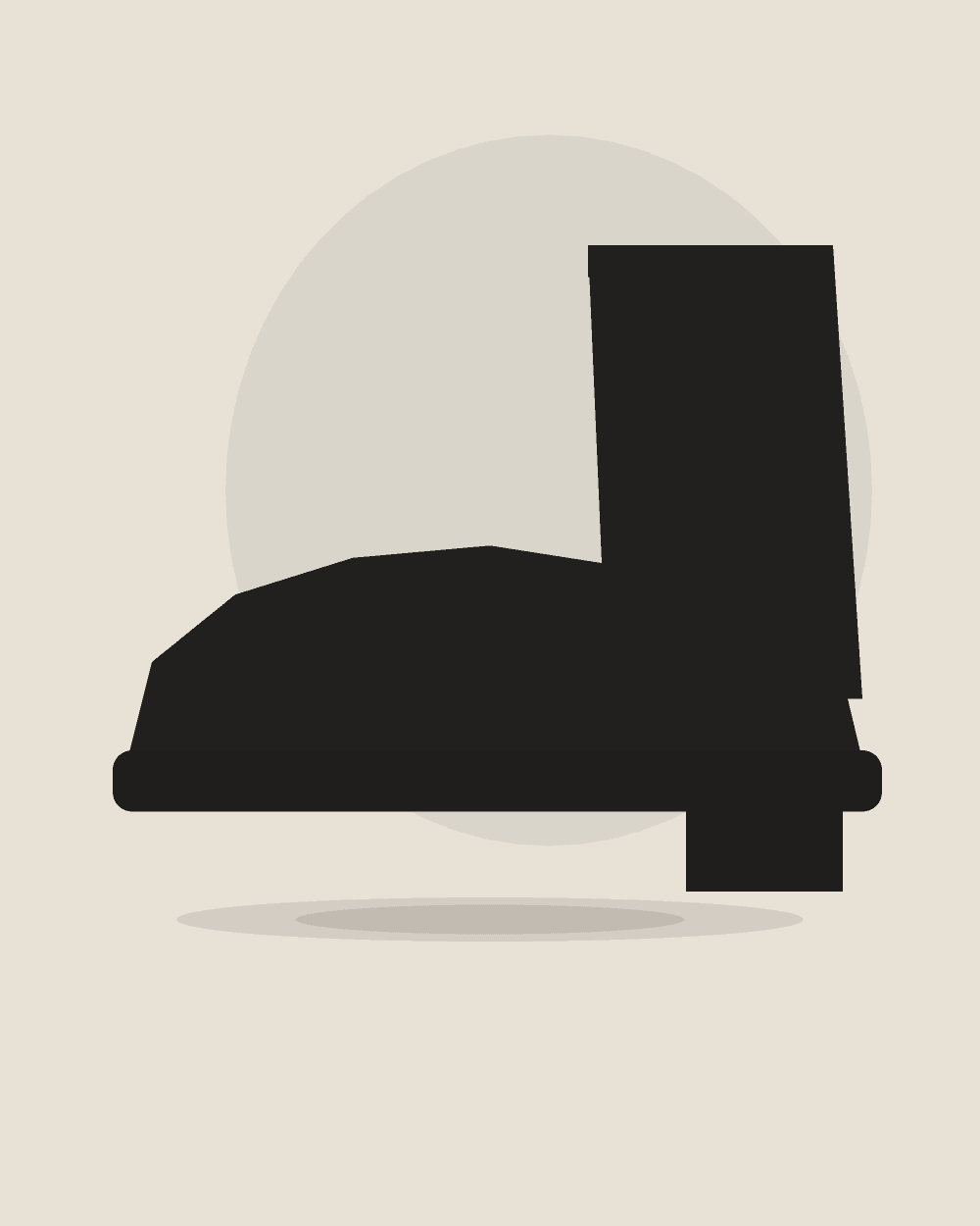 Bota de cuero caña media — Negro